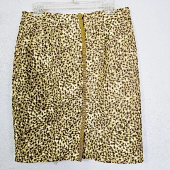 Ann Taylor Loft Brown Cream Animal Print Casual Mini Skirt Size 6 Minimalist - Picture 2 of 6
